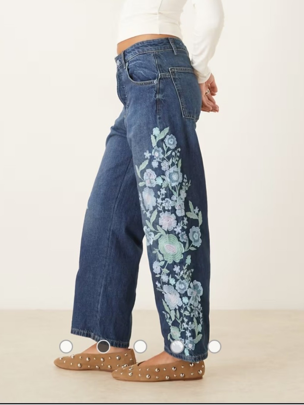 Nwt 28 Free People $258 Euro Willow Floral Emboridered Jean